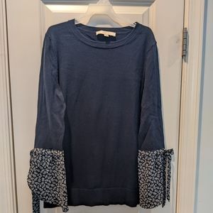 Loft Mixed Media Sweater with Bell Sleeves, Size Medium